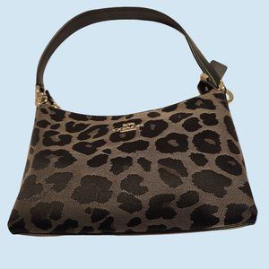 * SOLD * Coach Canvas Black on Gray Leopard Print Bag. NWOT